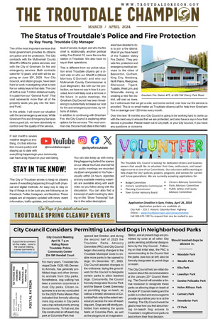 The Troutdale Champion - March/April edition. Click to open PDF